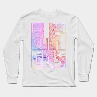 Lagos, Nigeria City Map Typography - Colorful Long Sleeve T-Shirt